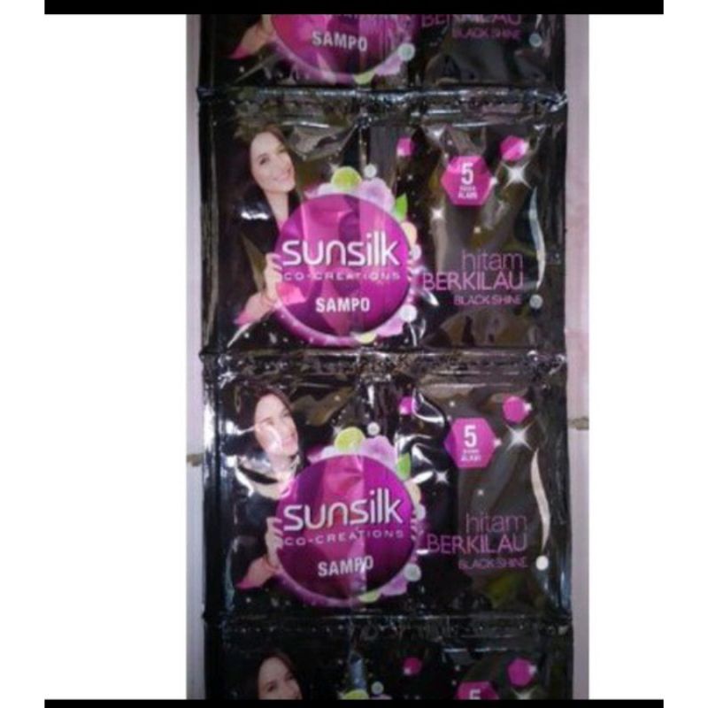 Sampo Sunsilk Black shine Hitam ( 1 Renceng  12 baris / 24 sachet)