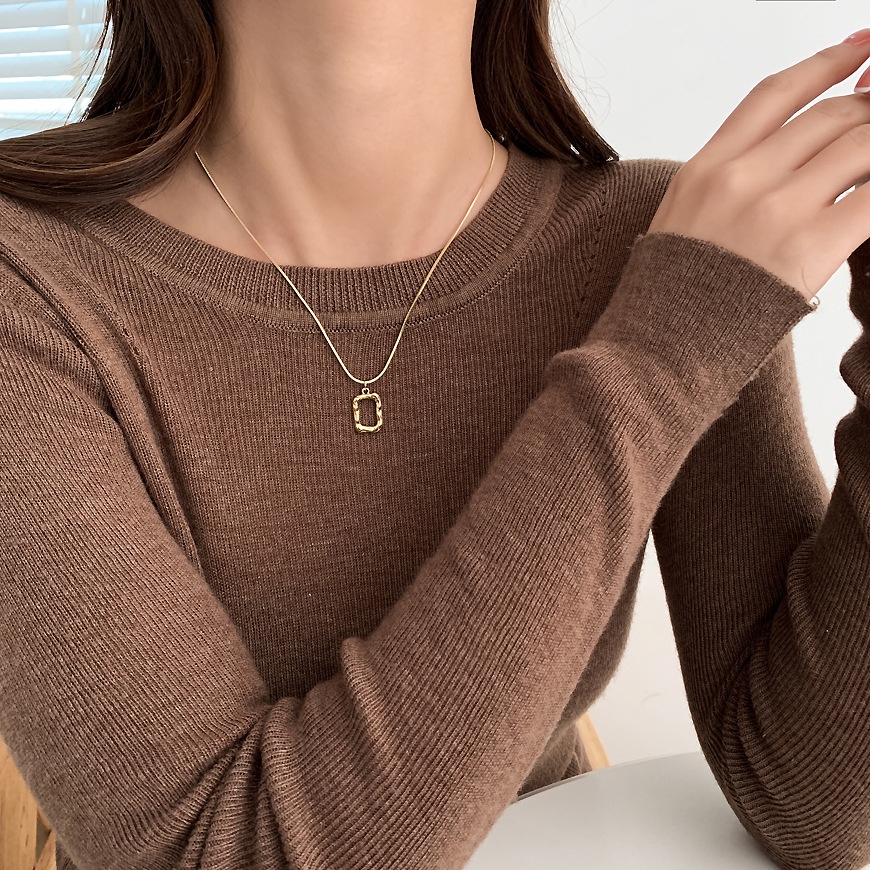 Kalung dua layer liontin segi abstrak titanium anti karat