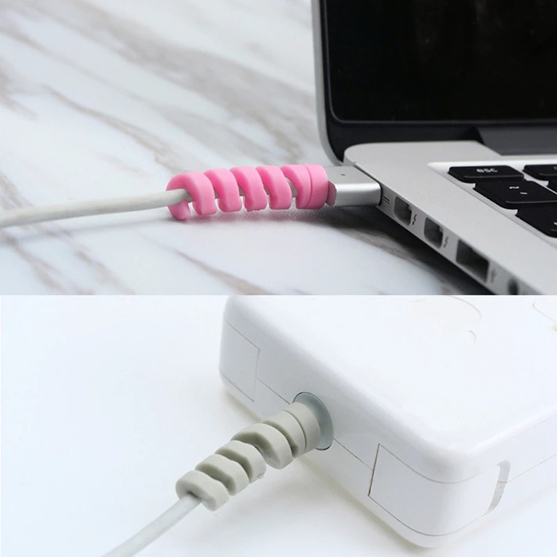 CABLE SAVER PROTECTOR // Pelindung Ujung Kabel Data Charger Spiral Twist // Penutup Ujung Kabel Casan iPhone Android // COD