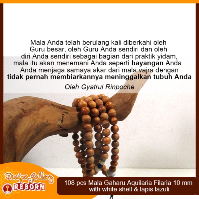 Tasbih / Mala Buddha 108 Kayu Gaharu Merauke 10mm with White Shell