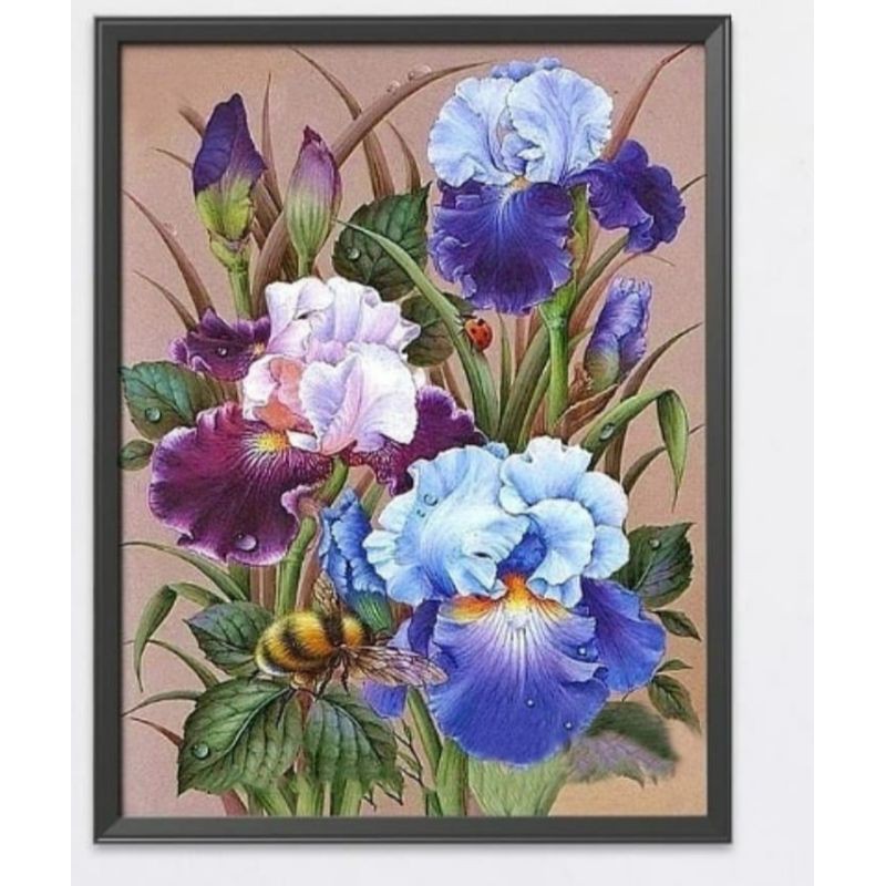 paket kristik bunga anggrek dan lebah cross stitch 14ct