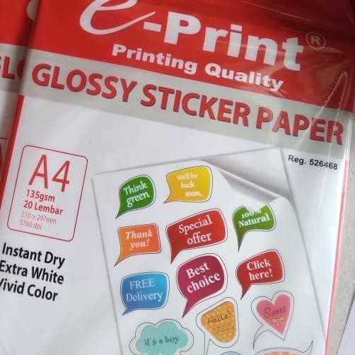 

➺ kertas sticker glossy A4 eprint 1 pack ⅍