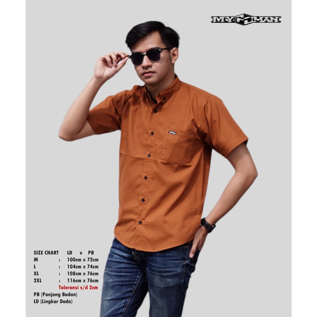 MY MAN Original Kemeja Polos lengan pendek kemeja pria warna gold art seri MY130