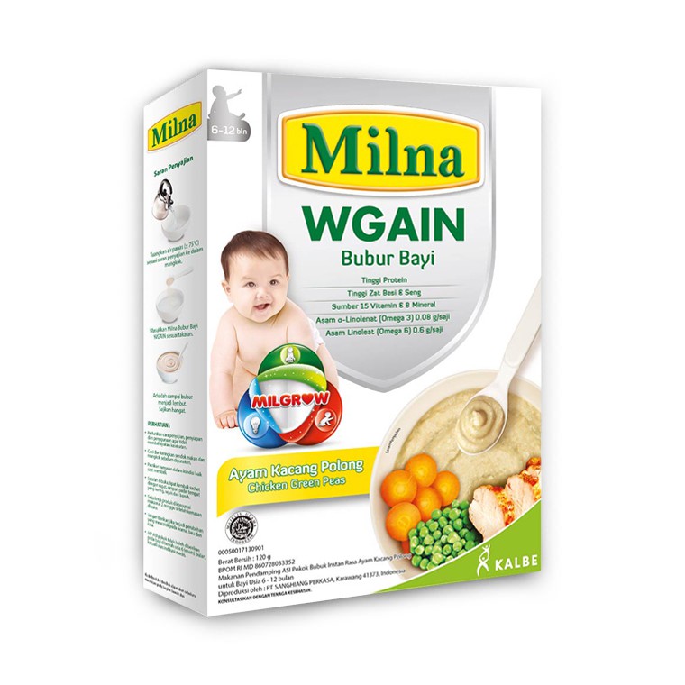 Milna Wgain Bubur Bayi Ayam Kacang Polong 120g 6-12 bln