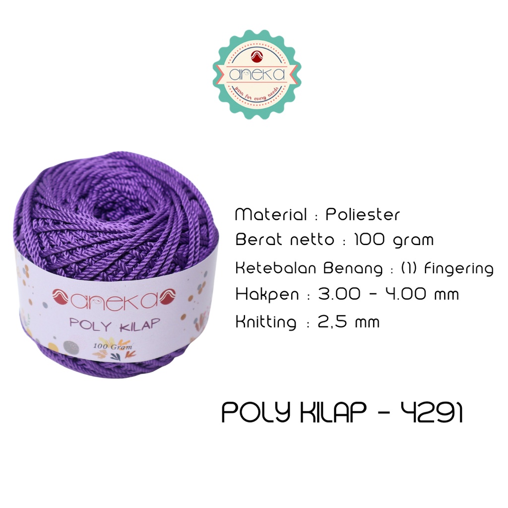 PREMIUM Benang Rajut Polyester/ Poliester / Poli Poly Kilap Warna - 4291