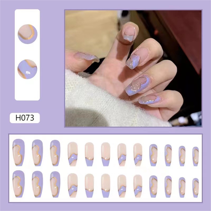 3D Kuku Palsu 24pcs/(FREE LEM)Set DIY Instant Nail Art Fake Nails Bridal Wedding Akrilik/24 pcs Kuku Palsu 3D / Stiker Kuku Palsu / Kuku Palsu Premium With Box/ Pemoles Kuku-H073
