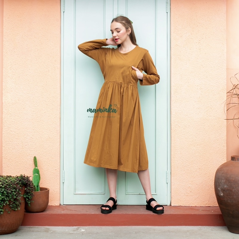 KAYLA MIDI DRESS BUSUI FRIENDLY BY MAMINKA OFFICIAL