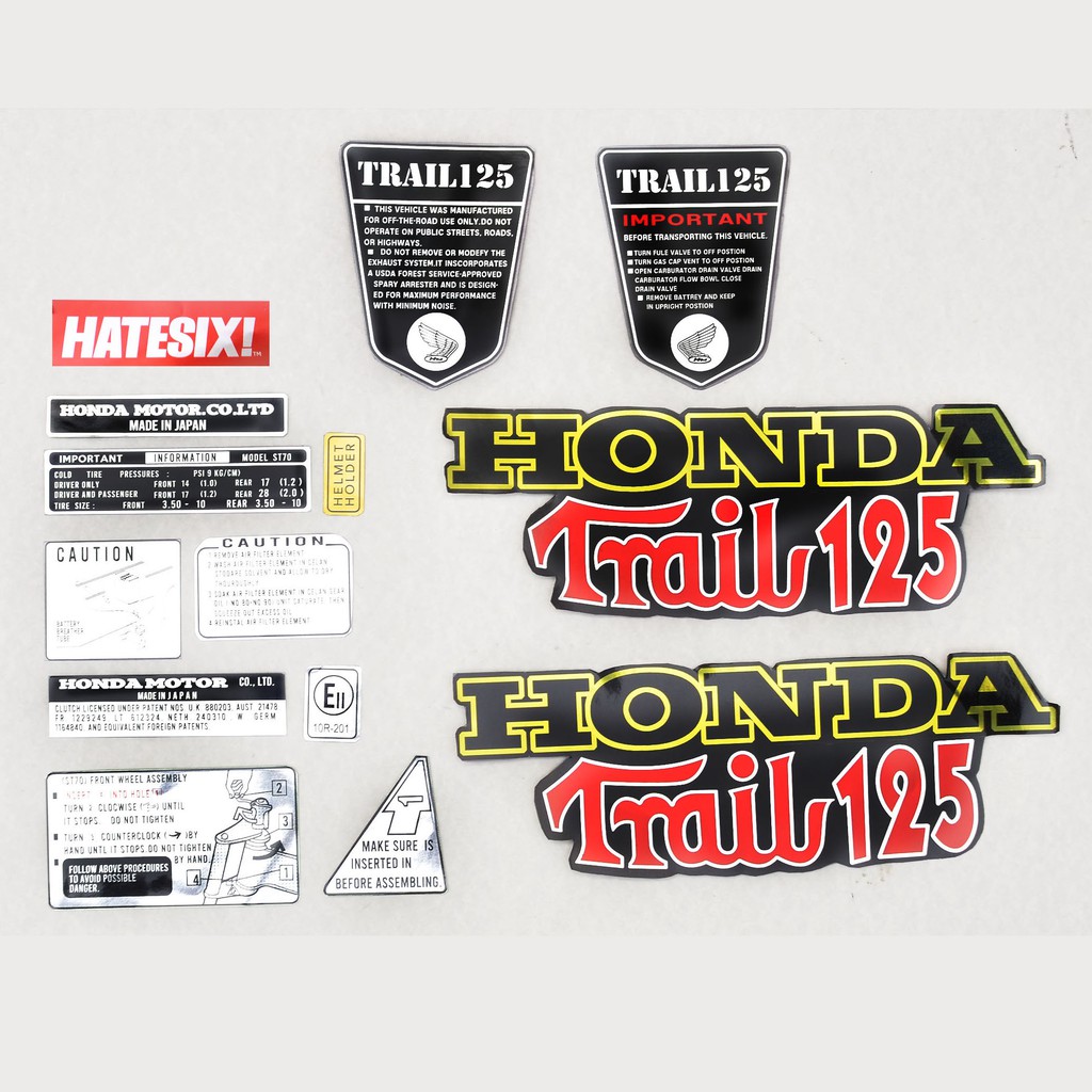 Sticker Decal Honda CT ST Trail 125 Hatesix