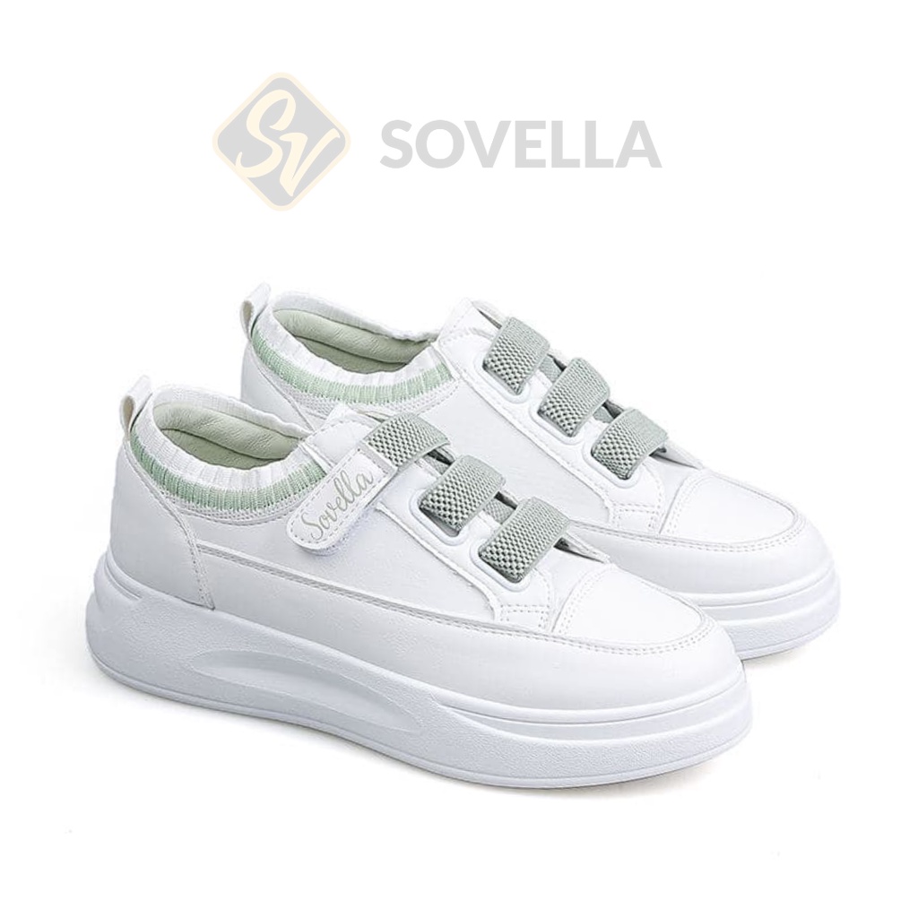 SOVELLA Joice Sepatu Sneakers Simple Putih Abu-Abu Wanita Import-4