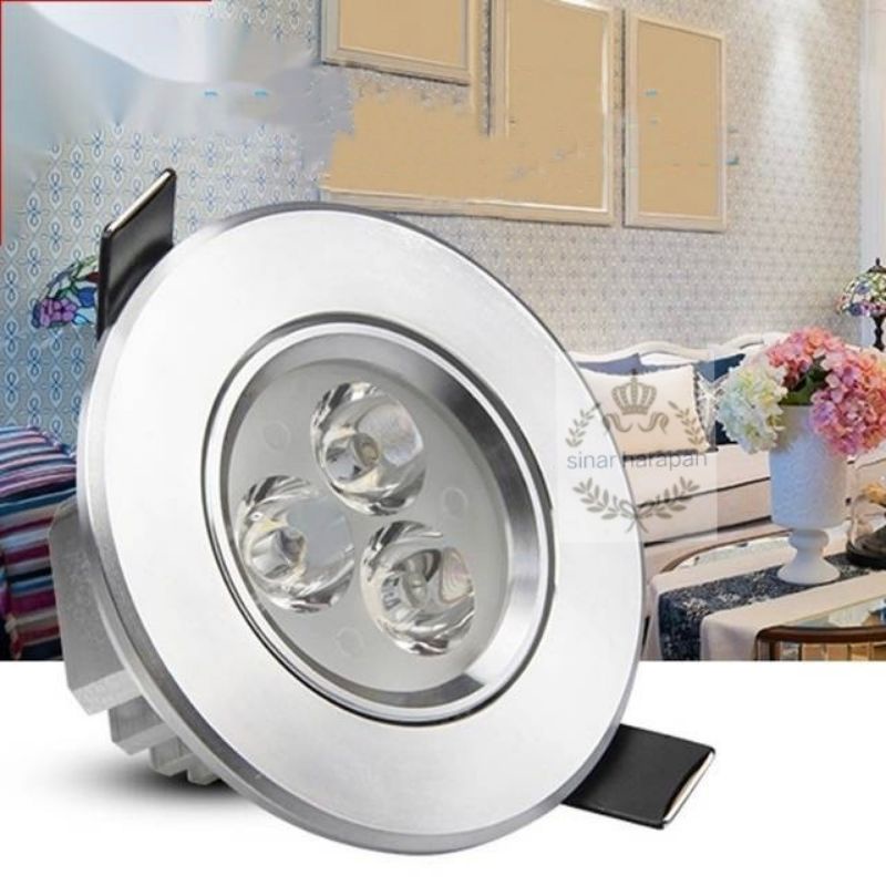 LAMPU DOWNLIGHT 3WATT 3MATA - LED CEILING LIGHT 3 WATT 3W PUTIH DAN