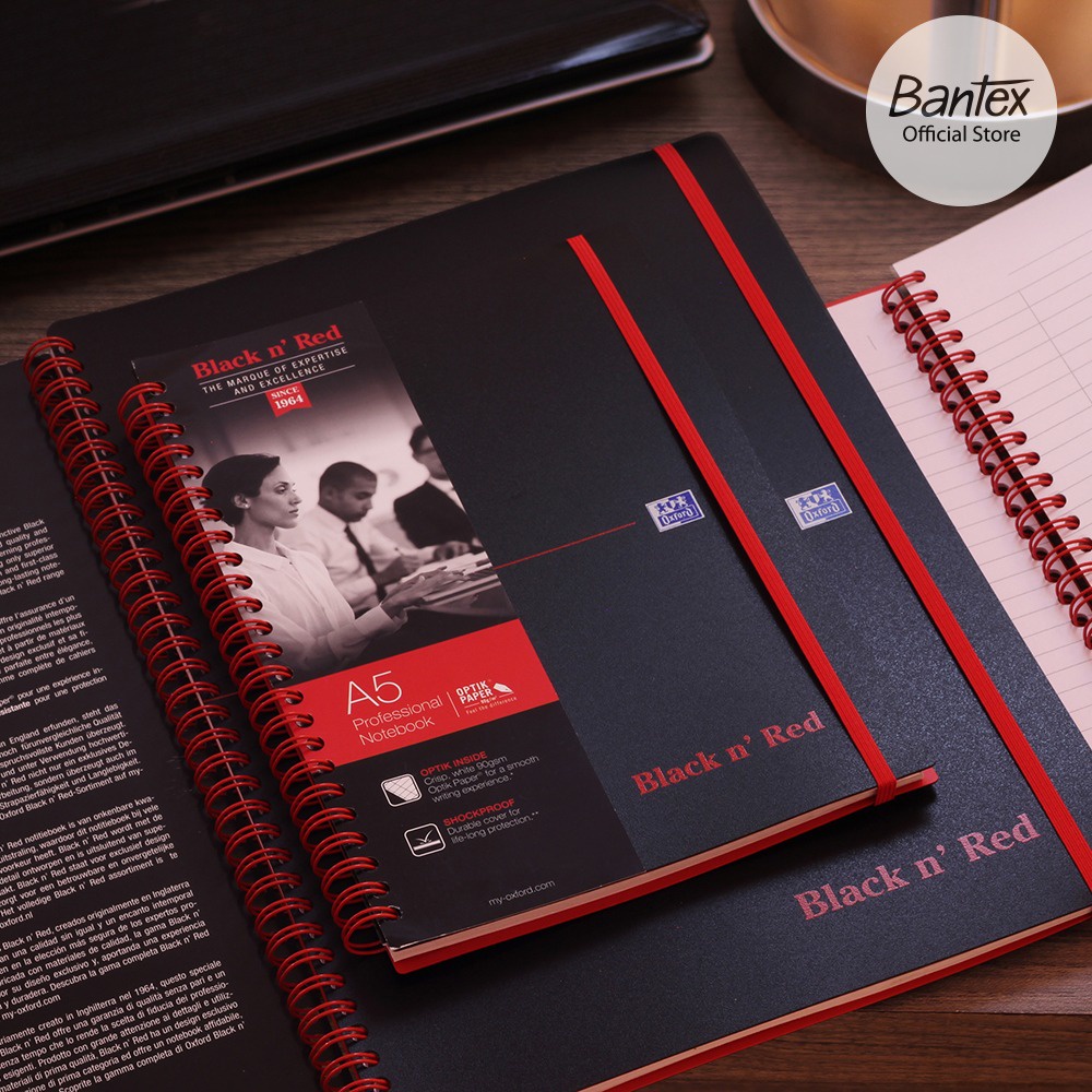 

Oxford Black n’ Red A5 Squared Notebook Planner Journal Agenda Diary Buku Catatan Kertas Berkotak Optik Paper 400047656