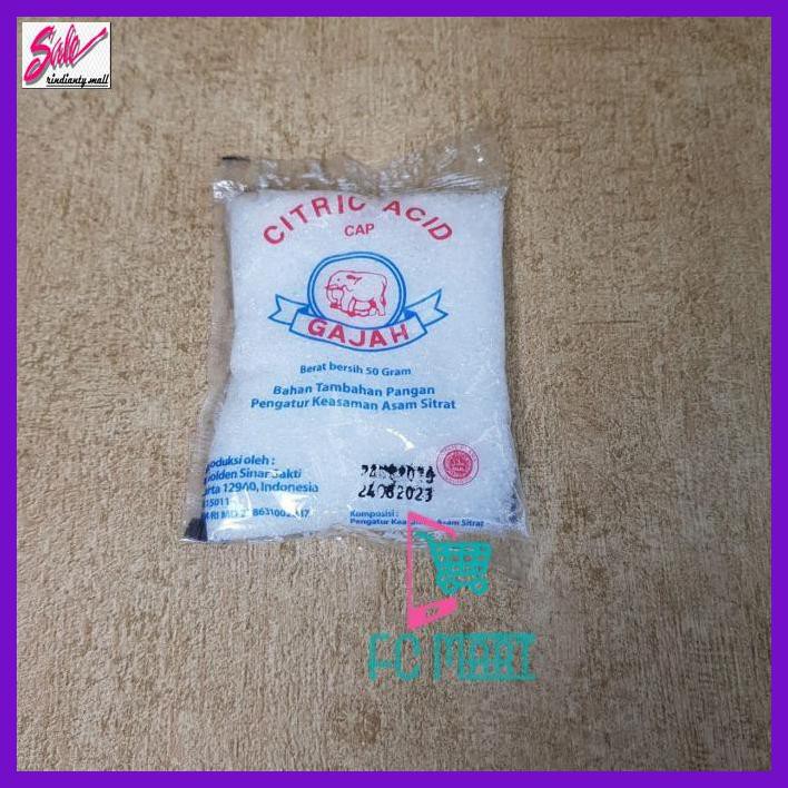 

Giragi- Asam Sitrat Fontaine Citric Acid Cap Gajah Food Grade 50Gr / Sitrun -Makanan-Minuman.