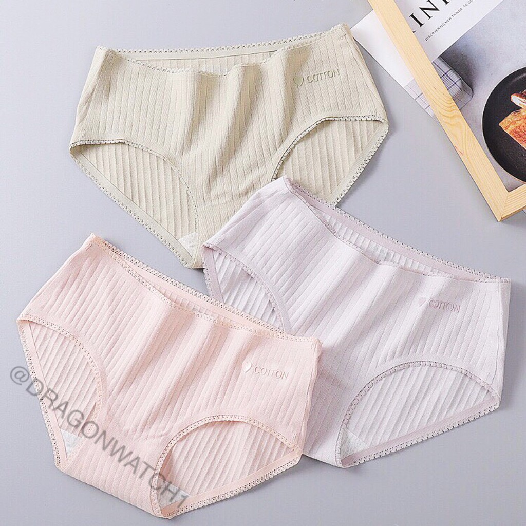 COD✅ Celana dalam wanita seamless Katun murni antibakteri motif stripe pakaian dalam import   F023