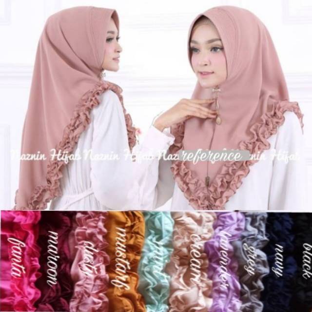Jilbab Khimar GOTIK Zein Rempel Pet Antem / Kerudung Instan  Crepe / Hijab Polos Kriwil