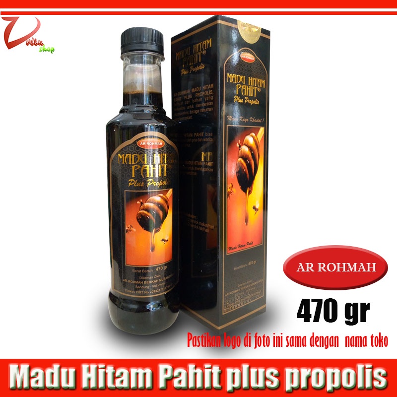

Madu Hitam Pahit plus Propolis Ar rohmah Asli original 470gr