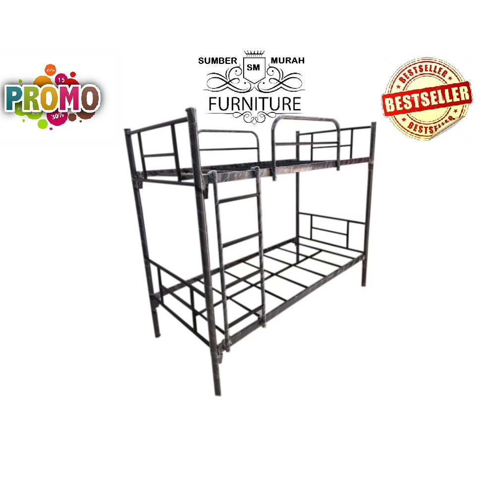 Ranjang besi tingkat tanpa kasur