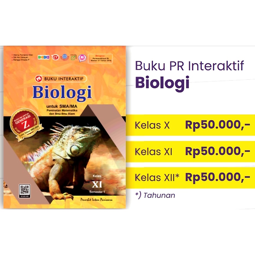 diskon BUKU INTERAKTIF PR Biologi KELAS 10 SEMESTER 2 , SEMESTER 1 terbaru 2022/2023  INTAN PARIWARA-semester 1