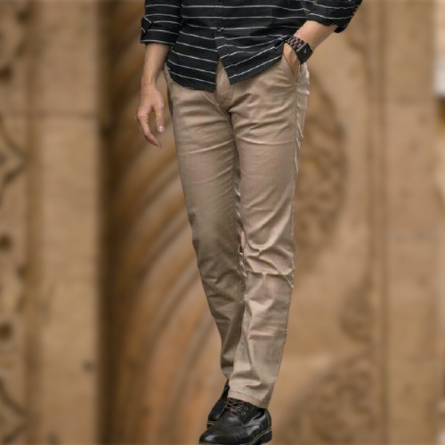 Celana Chino Panjang Pria Slim Fit Katun Stretch