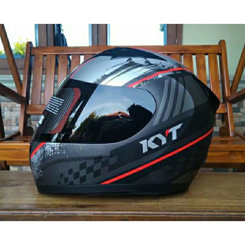 helm full face kyt r10 seri4 black red gunmetal