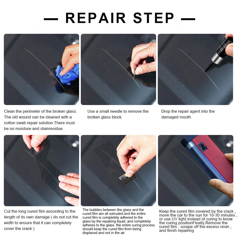 EAFC Cairan service Kaca Retak untuk mobil dan HP Alat Reparasi Kaca Mobil Retak Car Window Crack Repair lem kaca gores Glass Repair Kit Automotive Windshield Repair Kit Tools Auto Glass Repairing Fluid Resin For Car Window Scratch Renovate Fixing