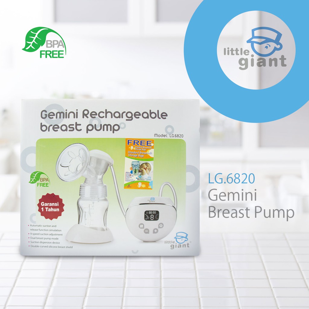 Little Giant Gemini Rechargeable Breast Pump Pompa ASI Elektrik LG.6820