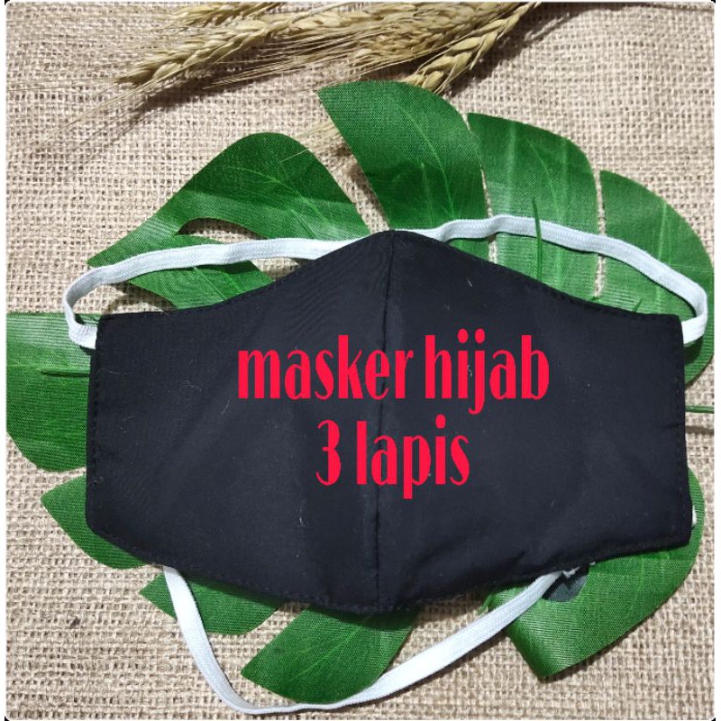 masker hijab premium 3 lapis bahan katun premium