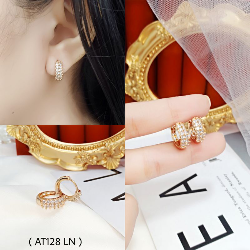 (Anti Karat) Anting Jepit Ceplik Full Mata Replika Emas