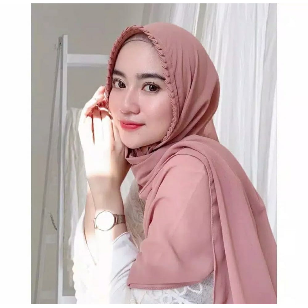 PASHMINA LIPIT PASMINA POLOS TALI DIAMOND CREPE INSTAN HIJAB JILBAB/PASMINA GERIGI