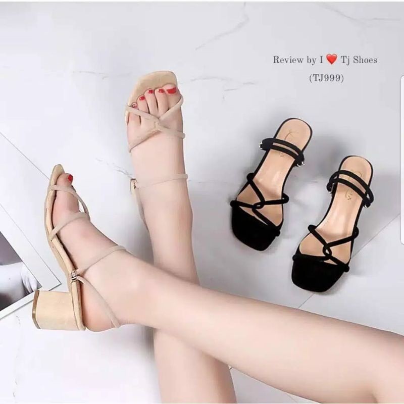 Sepatu Hak Tali Wanita - Suade 5 cm