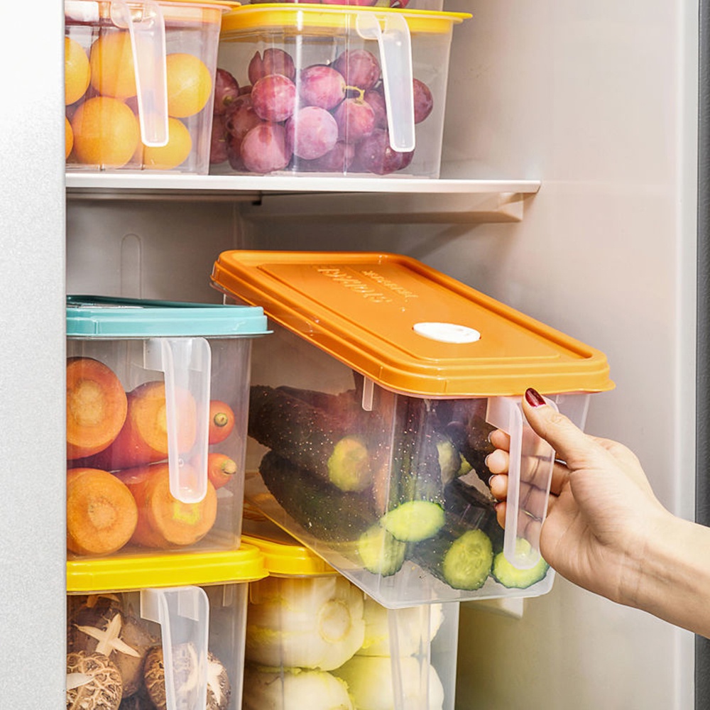 【COD Tangding】3 Colors Stackable Organize Kitchen Refrigerator Food Storage with Handle Lid