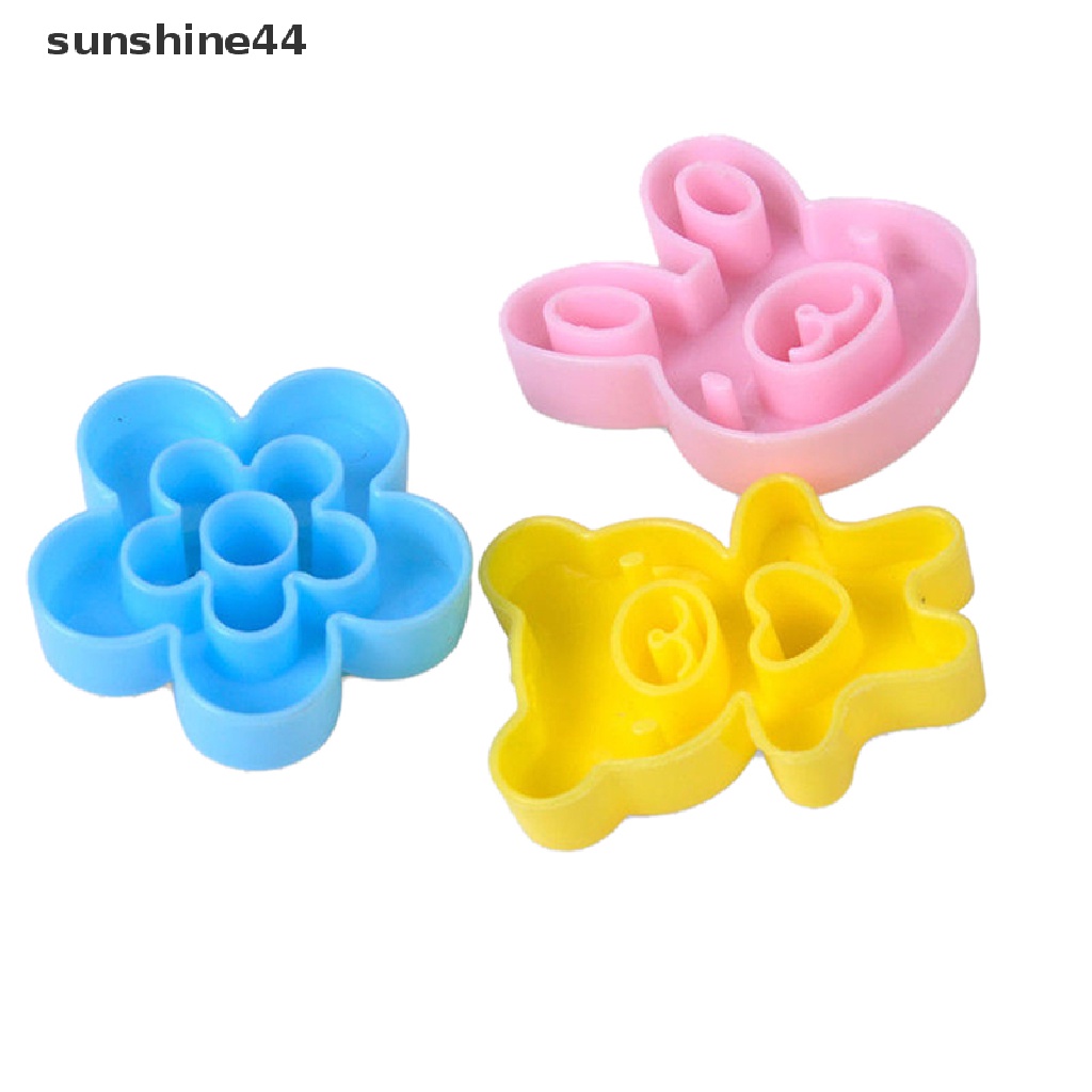 Sunshine 3pcs Cetakan Cutter Bentuk Kelinci / Panda / Bunga Untuk Membuat Sandwich / Cookie / Roti / Bento