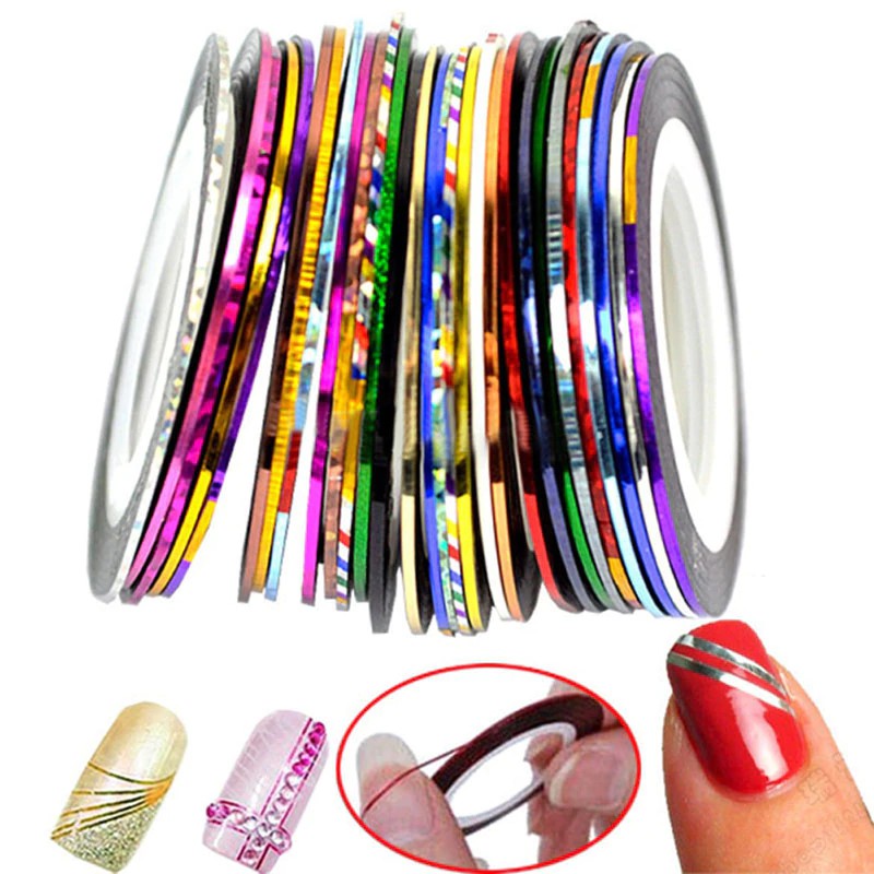 

Nail Art Stiker Dekoratif, 30 Pcs 30 Multicolor Dicampur Warna Rolls Striping Tape Stiker untuk Kuku