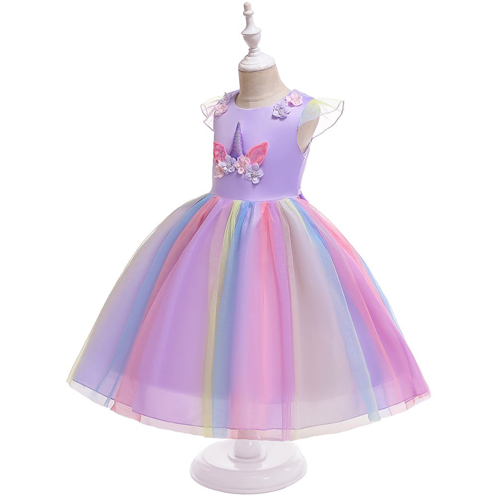 [Brandedbaby] 3T-9T B2W2 DRESS UNICORN IMPORT / TUTU UNICORN / GAUN PESTA ANAK UNICORN PELANGI