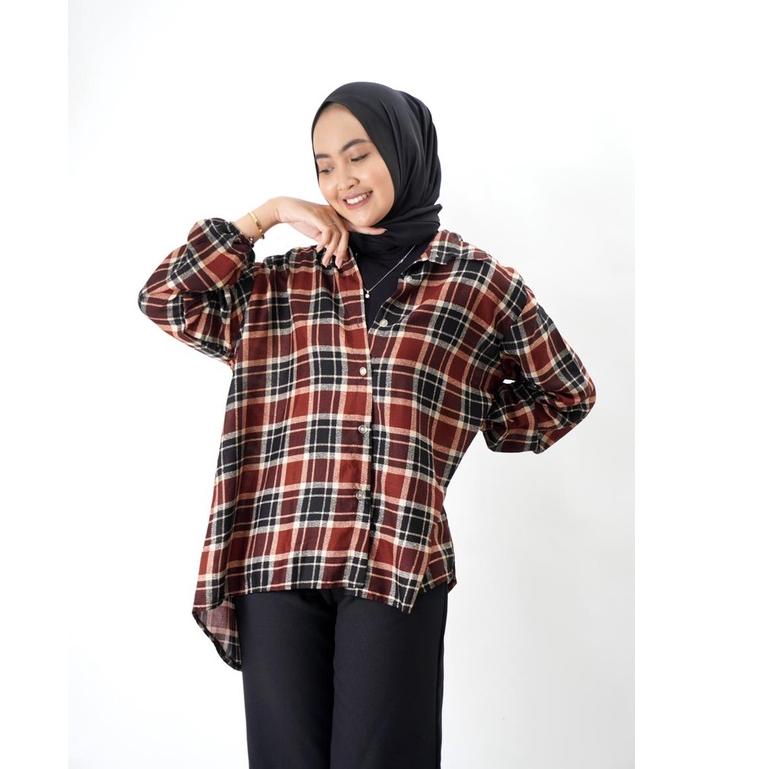 ♨ Damai fashion jakarta - baju KEMEJA wanita FLANEL - konveksi murah tanah abang ❃