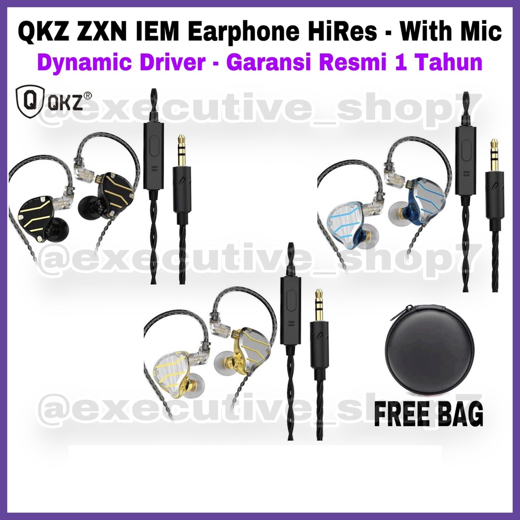 QKZ ZXN IEM Earphone HiRes- with Mic - Dynamic Driver - Garansi Resmi 1 Tahun