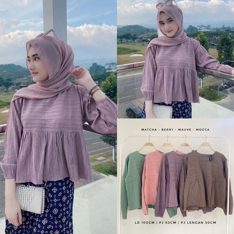 Diva Blouse Crinkle Lady Shena Kinan Blouse Wanita