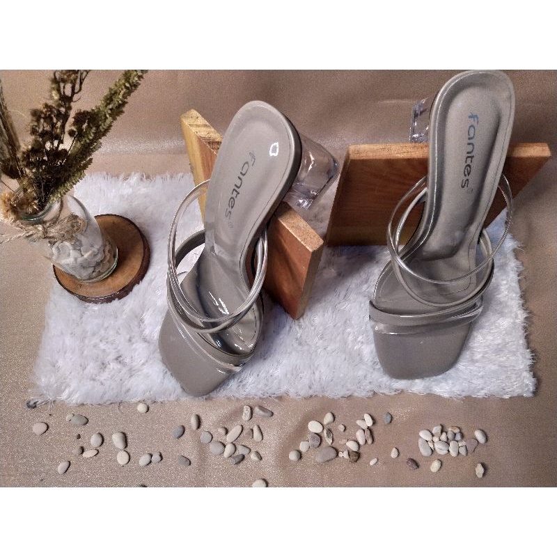 Sandal Hak Kaca | Sandal Heels Kaca | Heels Kaca Wanita | High Heels Kaca | Sanda Kaca Wanita 7cm