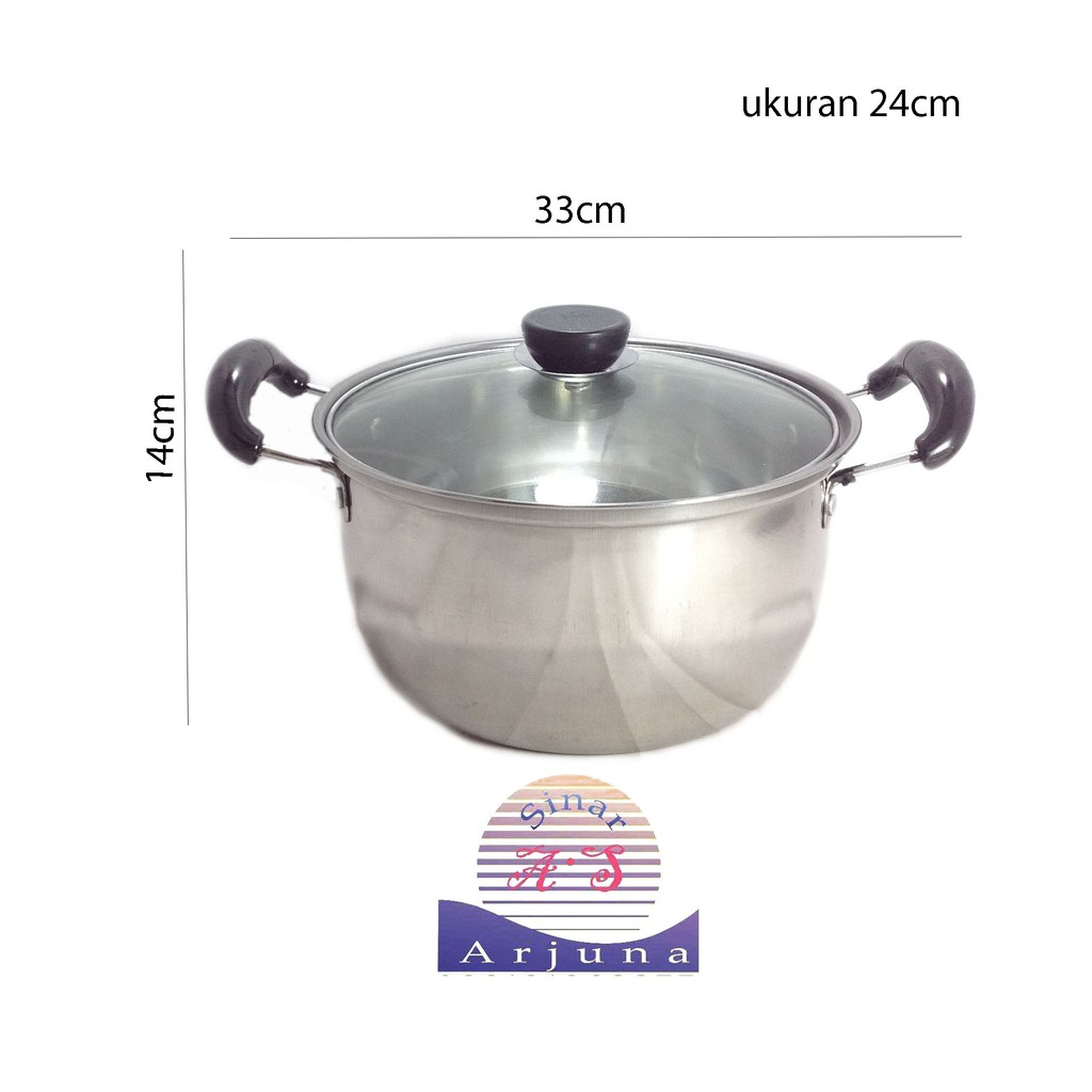 Panci Soup ukuran 24cm Stainless Steel Tutup Kaca