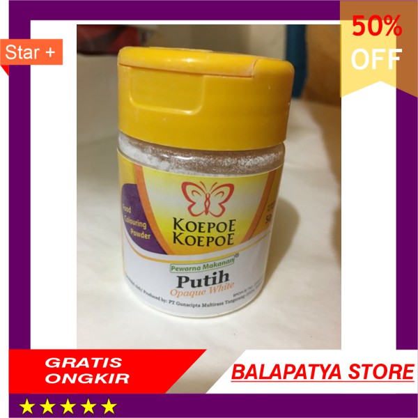 

BEST SELLER !!! pewarna Makanan Putih Koepoe koepoe kupu kupu 50 gr