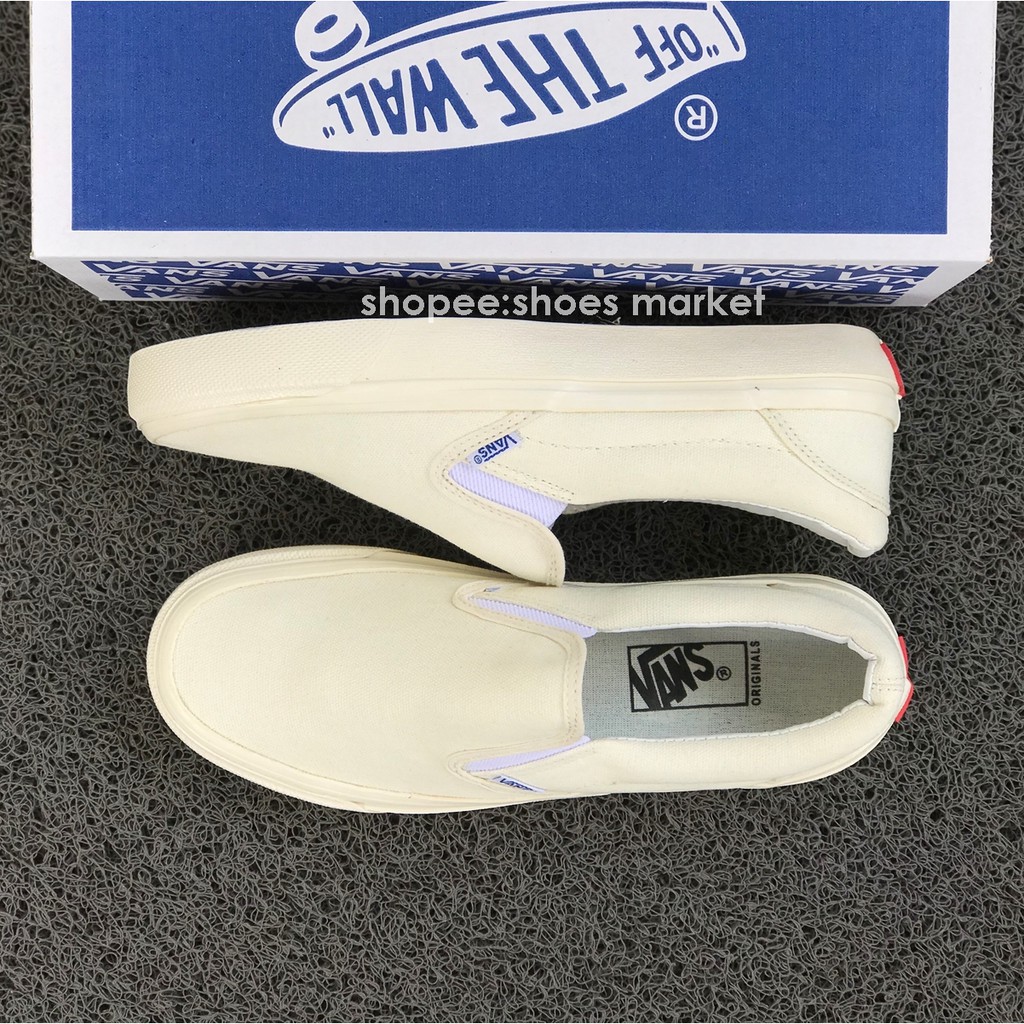 Vans Slip On Og Off White Full Cream Box Biru