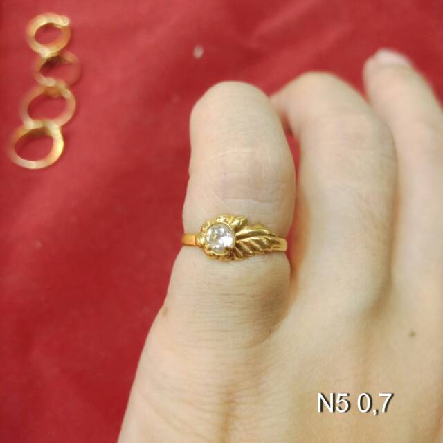 Cincin No 5 anak dan dewasa emas asli kadar 700 70% 22 1 satu gram merica anak bintang mickey cowok cewek permata