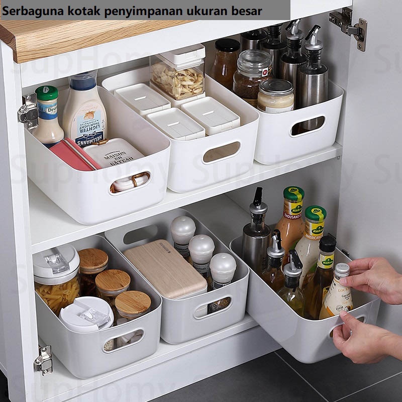 Kotak Penyimpanan Serbaguna STORAGE BOX CONTAINER BOX Keranjang plastik Serbaguna Kapasitas Besar  kotak skincare  makanan keranjang