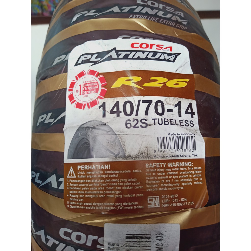 Ban Corsa R26 Platinum 140 70 Ring 14 Tubeless Matic Aerox