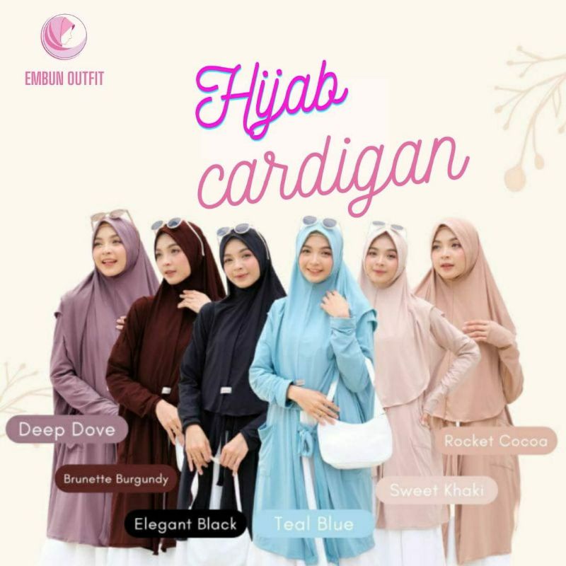 Hijab Cardigan - Cardigan Hijab - Khimar Cardigan - Jersey Premium - Jilbab Kardigan Jumbo