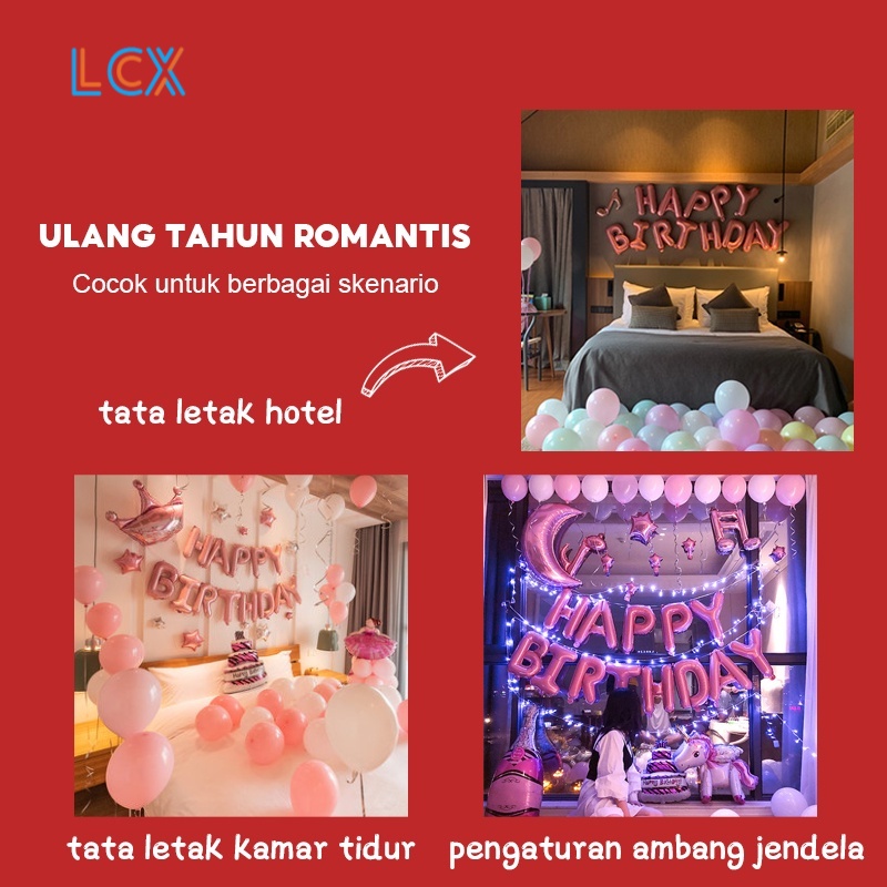 LCX 3D DOUBLE DEKORASI SET BIRTHDAY/BALON FOIL / DEKORASI ULANG TAHUN ANAK