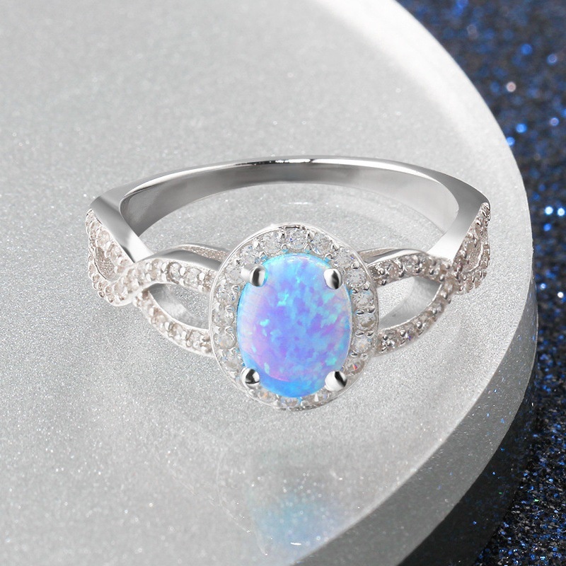 European and American fashion artificial opal round gemstone ring