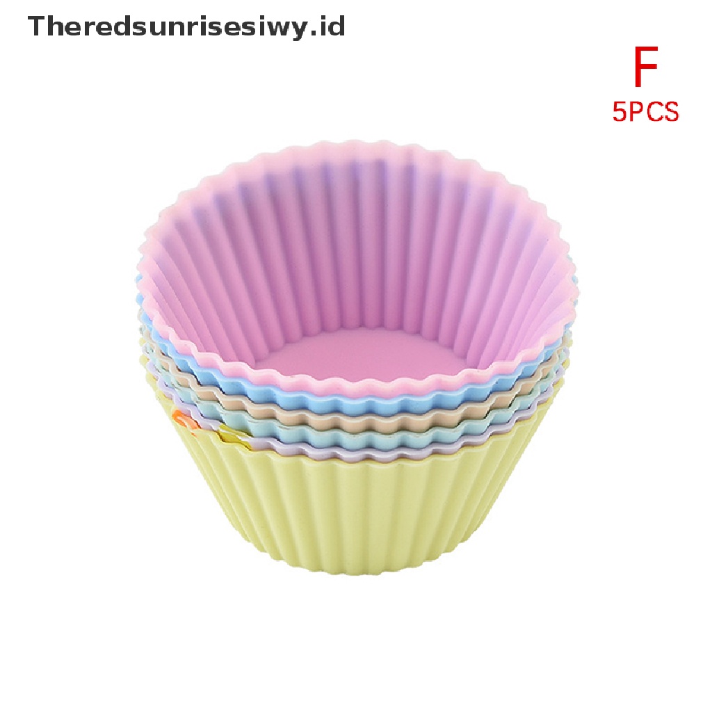 # Alat Rumah Tangga # 5pcs Cetakan Kue Muffin Bentuk Bulat Hati Kotak 3D Bahan Silikon