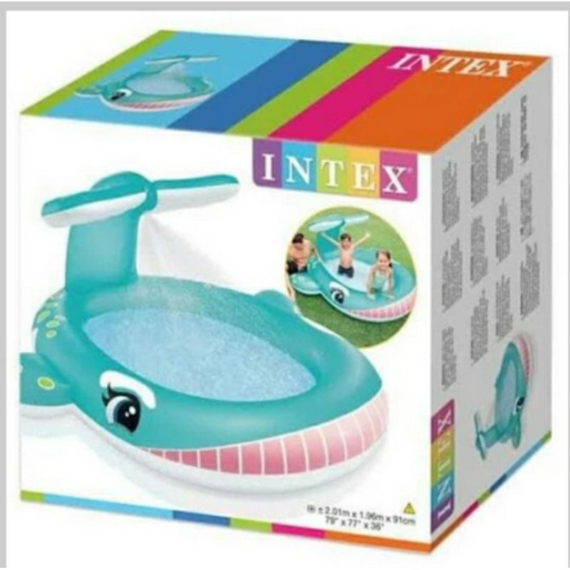 Kolam201cm 57440 Intex WHALE SPRAY POOL kolam bawah polos