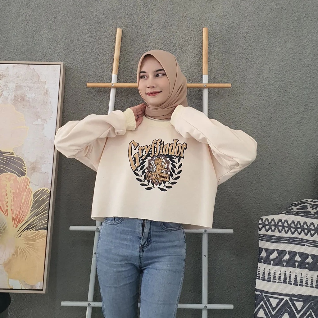 [CYC | COD] REALPICT | Outwear Gry ffin dor Crop Sweater | Fleece Outer Wanita Trendy Murah