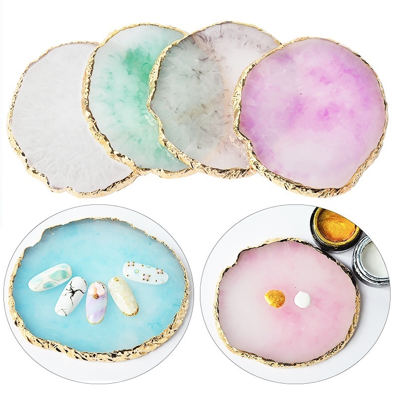1Pc Natural Resin Nail Color Paint Palette Holder Drawing Nail Art Color Palette for Nail Color Mixing Display Nail Art Tools